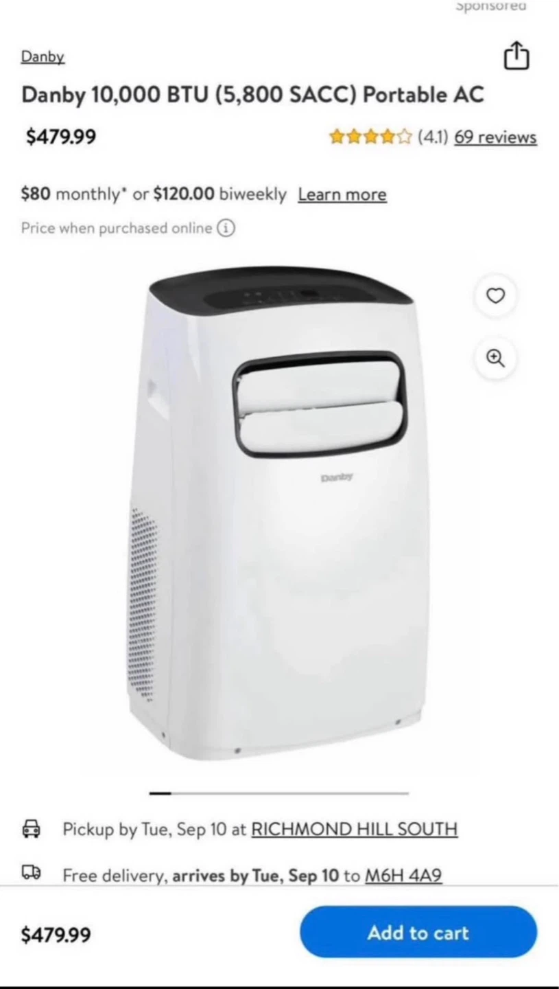 Danby 10,000 BTU Portable Air Conditioner