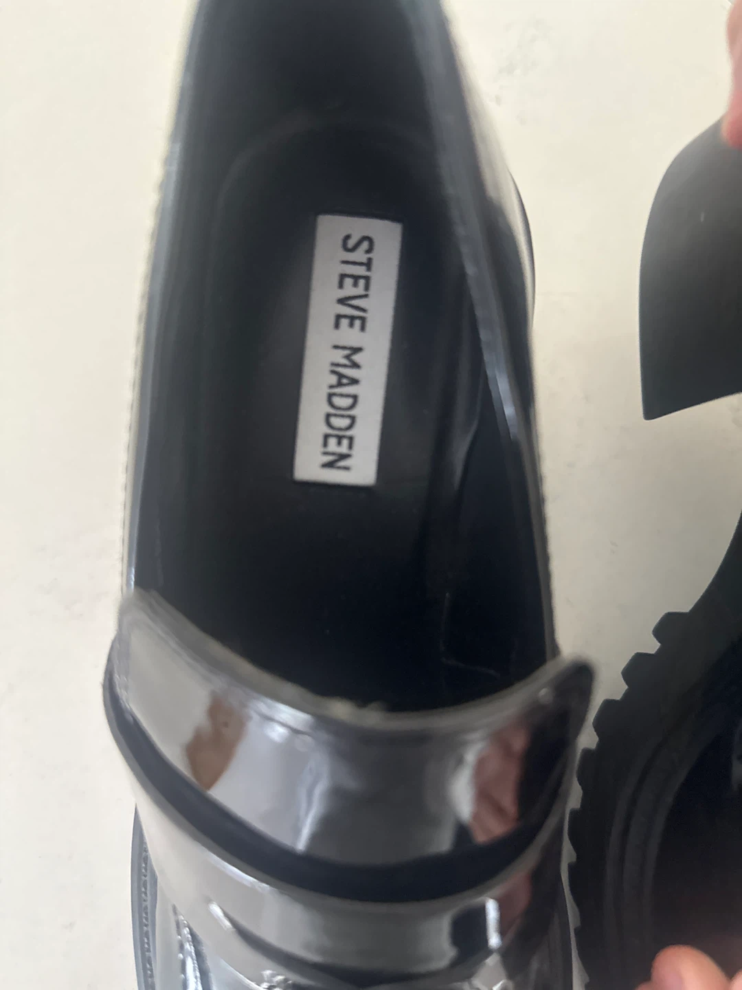 Steve Madden Black Patent Loafer Platform Shoes - photo 3