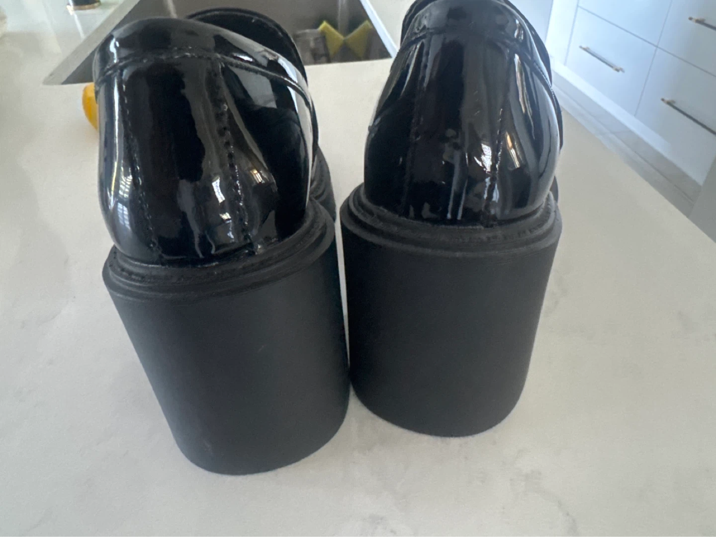 Steve Madden Black Patent Loafer Platform Shoes - photo 5
