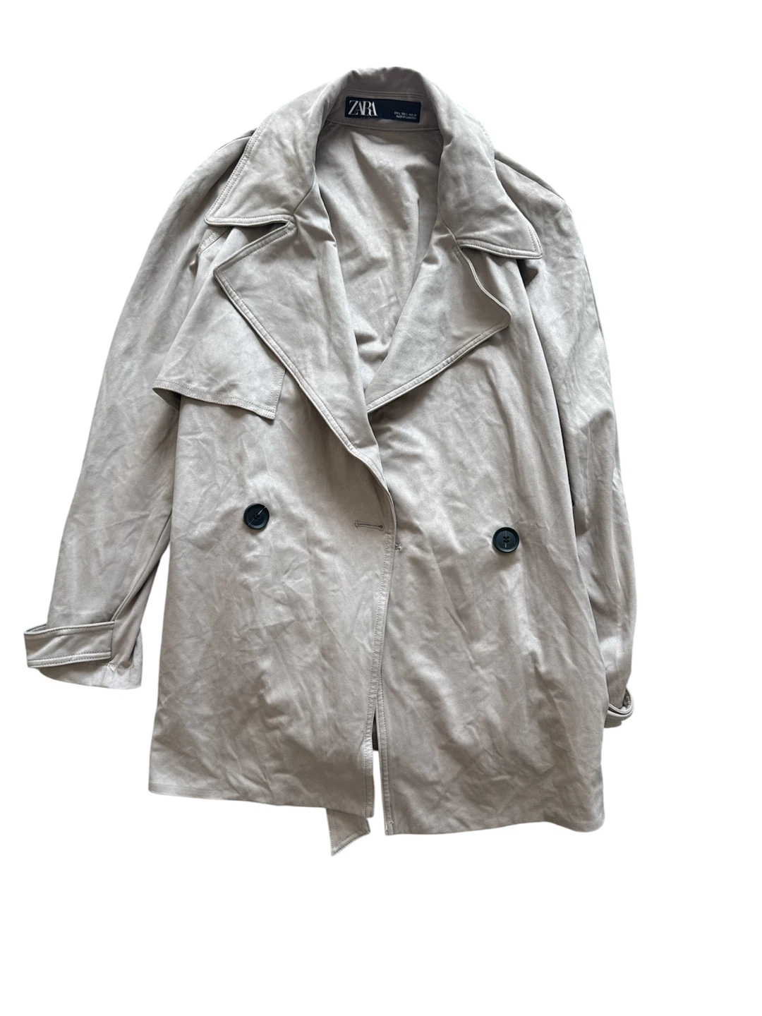 ZARA Beige Suede-like Trench Coat