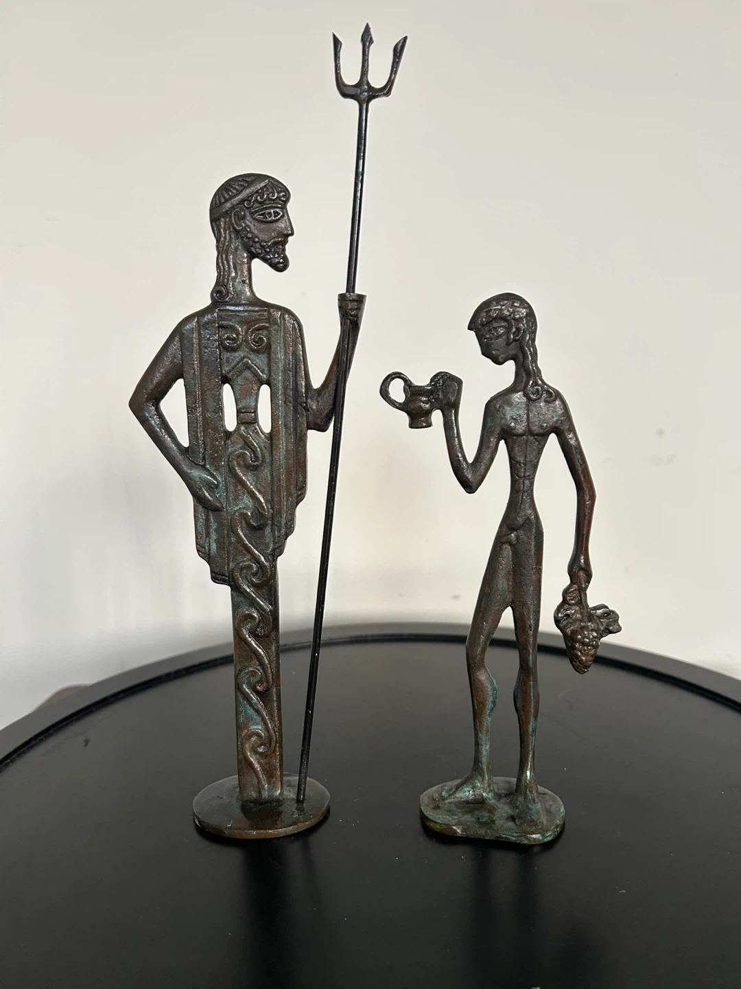 Vintage Pair Mid-Century Greek Bronze Sculptures