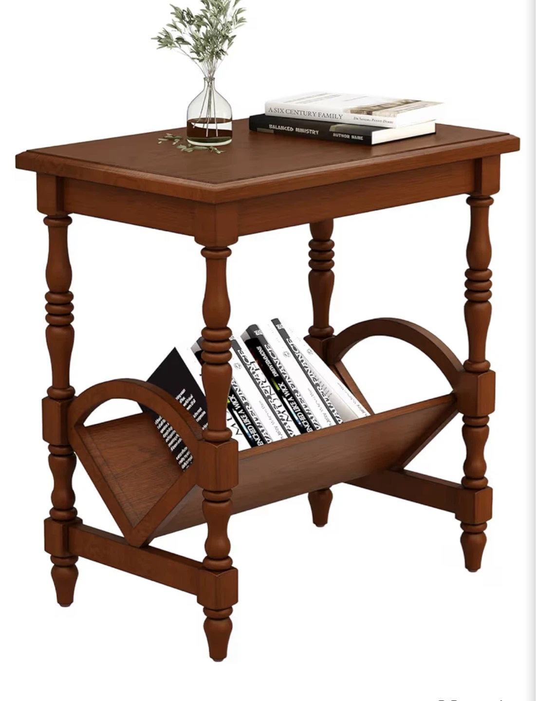 Wood End Table with Magazine Rack