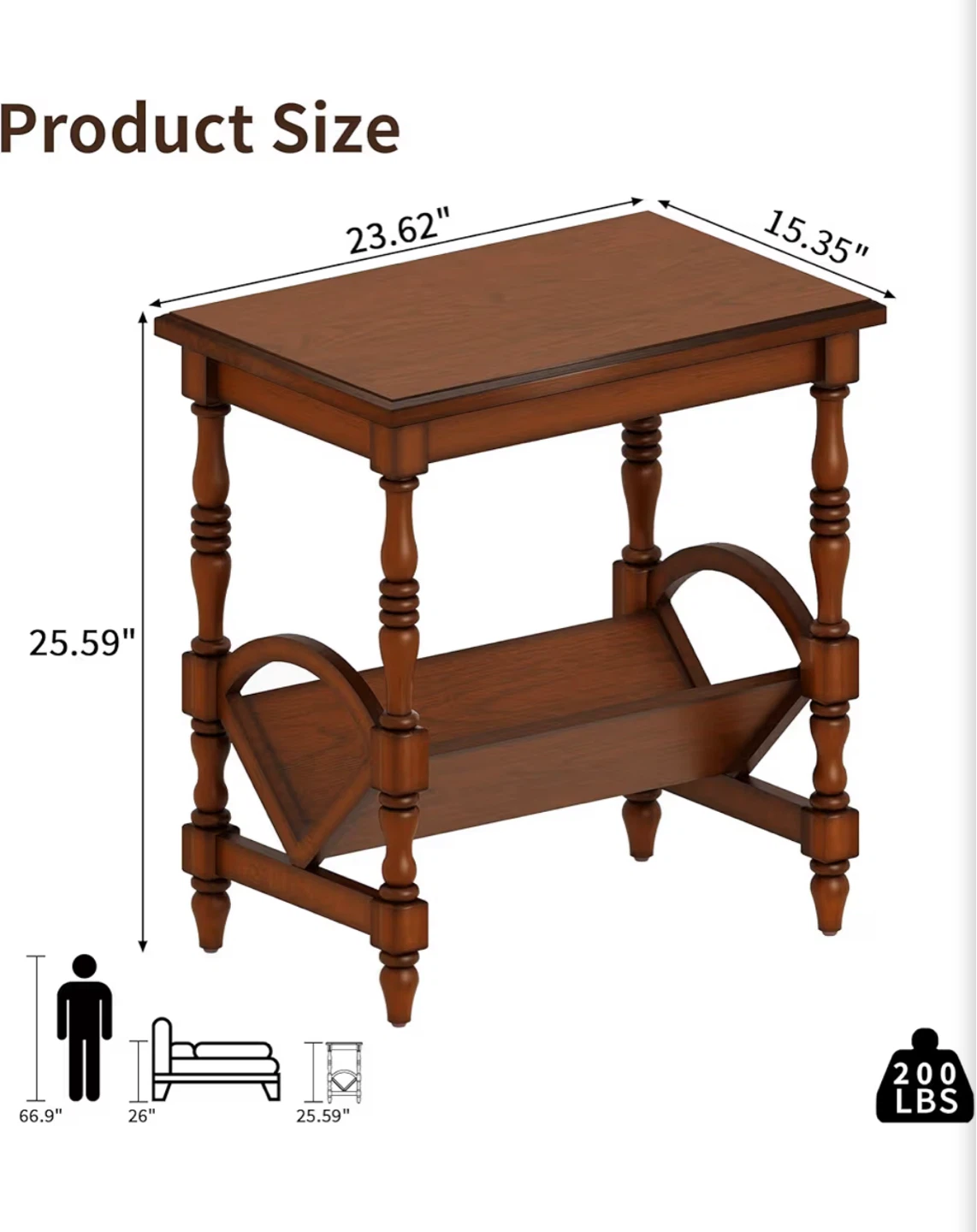 Wood End Table with Magazine Rack - photo 2