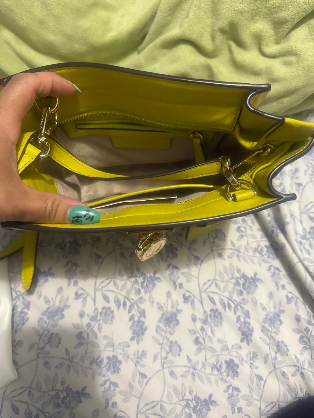 Michael Kors Leather Crossbody Bag - Fluorescent Yellow - photo 2