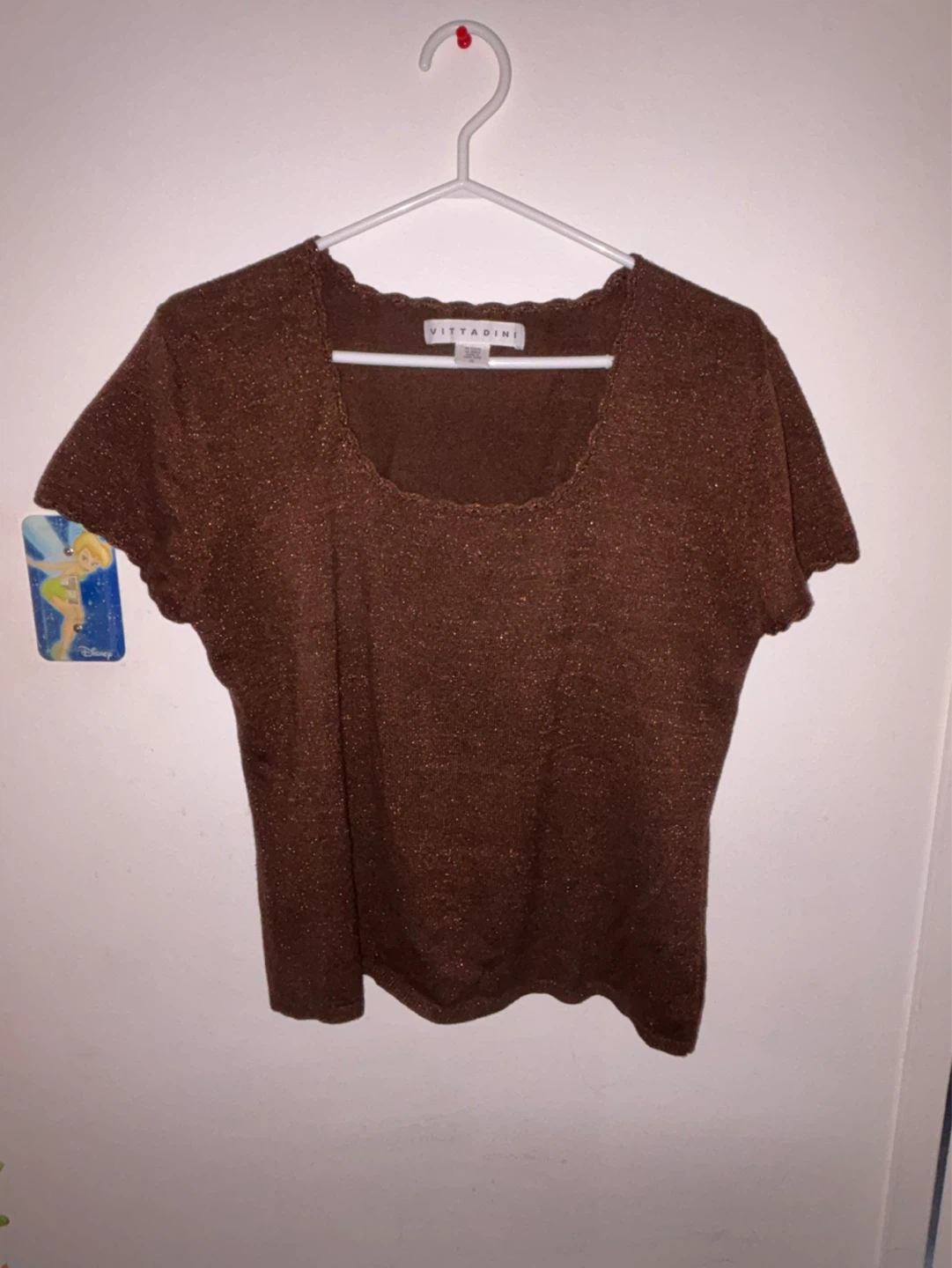 VITTADINI Women's Sparkly Brown Top - Size XL