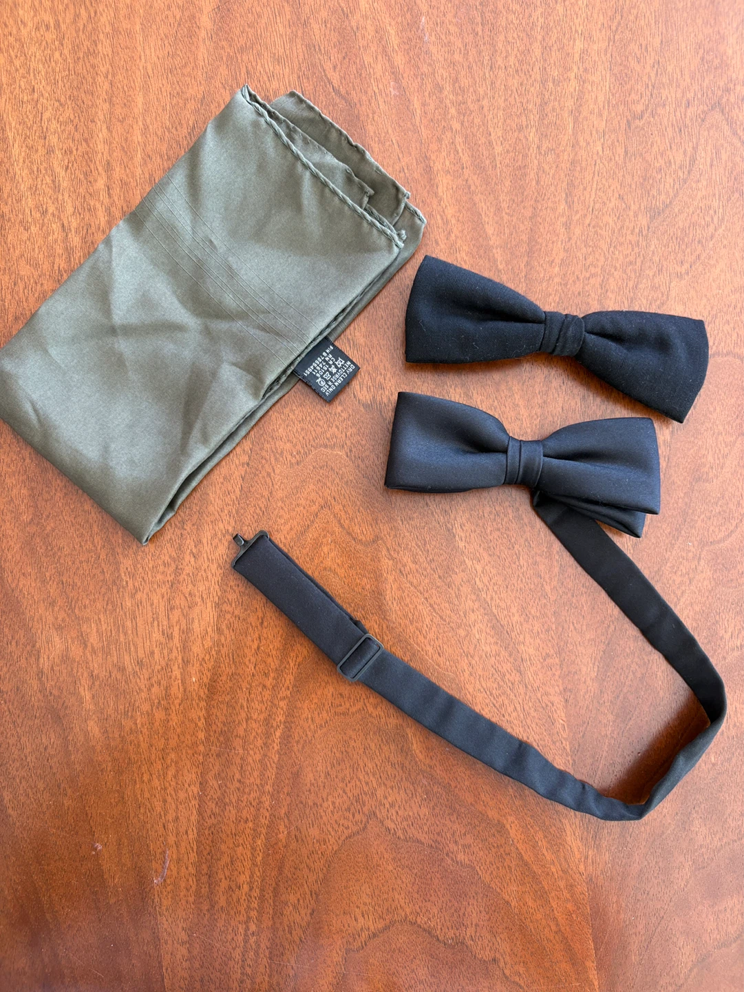 Two Black Bow Ties & Pocket Square