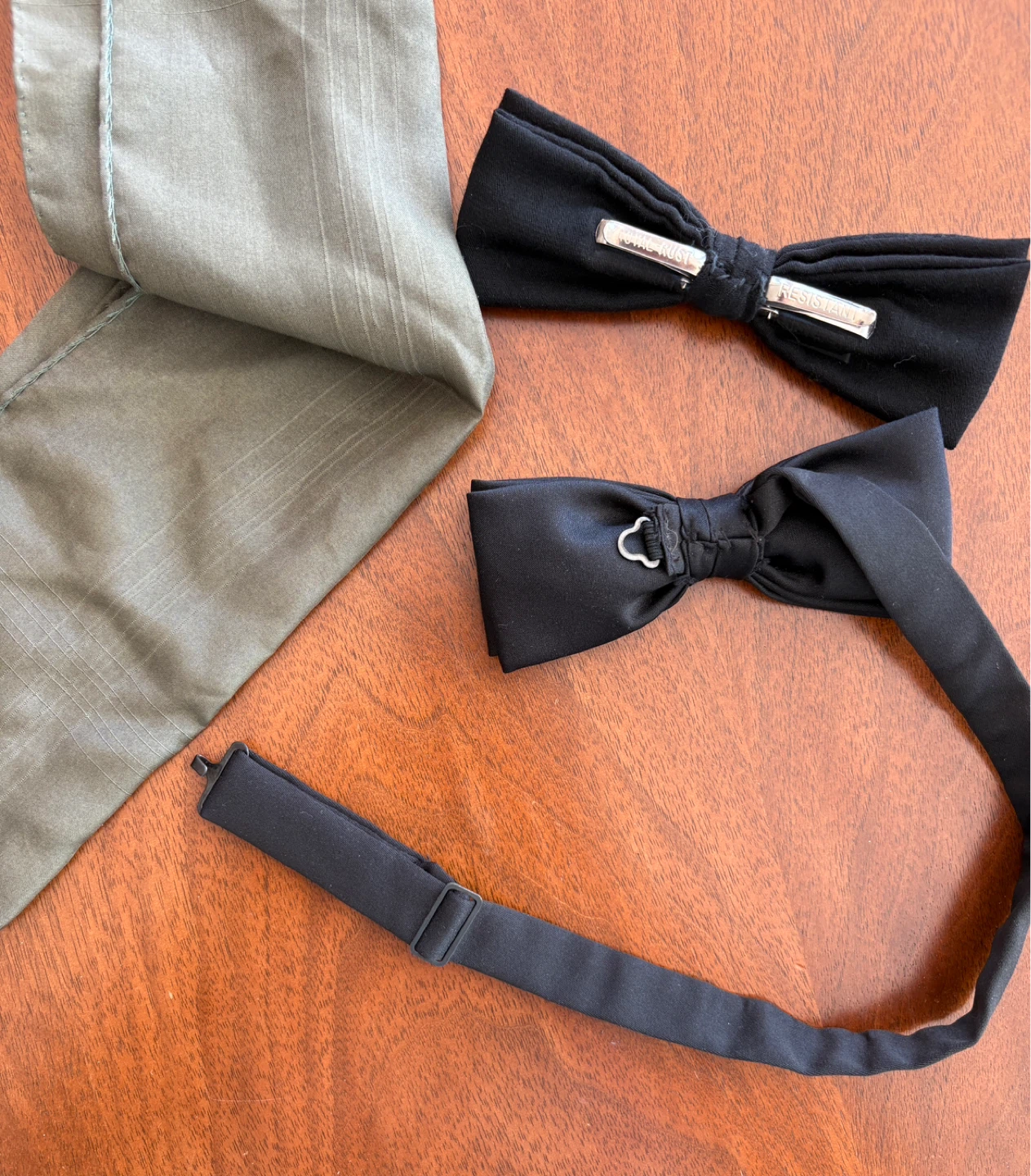 Two Black Bow Ties & Pocket Square - photo 2