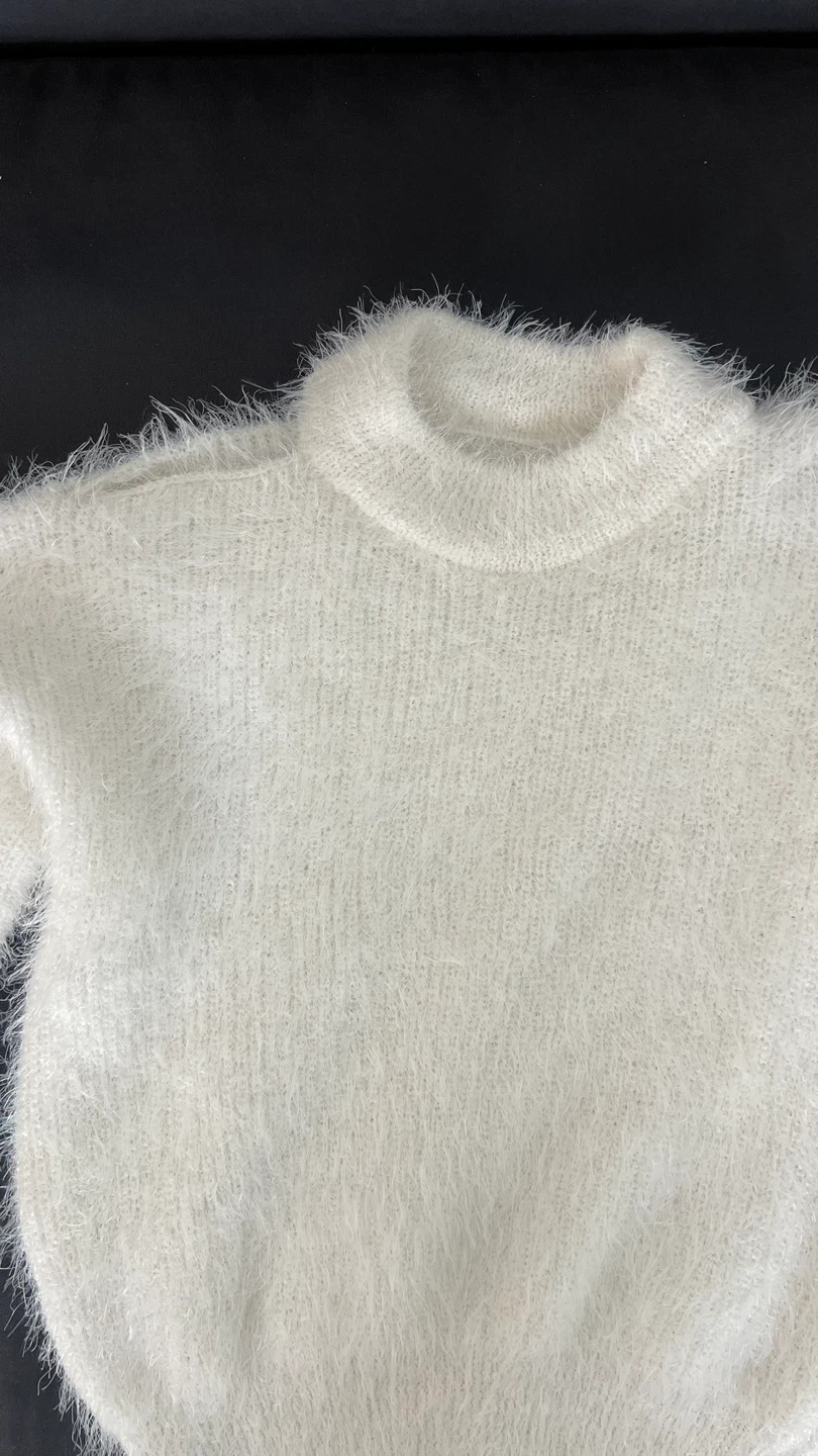Cream Fuzzy Neck Sweater - photo 2