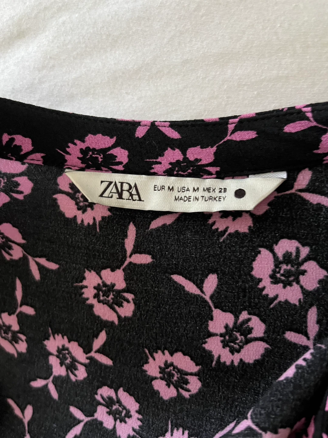 ZARA Black Pink Floral Button-Front Midi Dress - photo 4