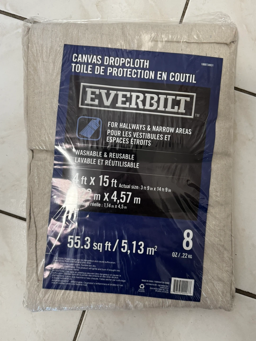 Everbilt Canvas Dropcloth 4 ft x 15 ft