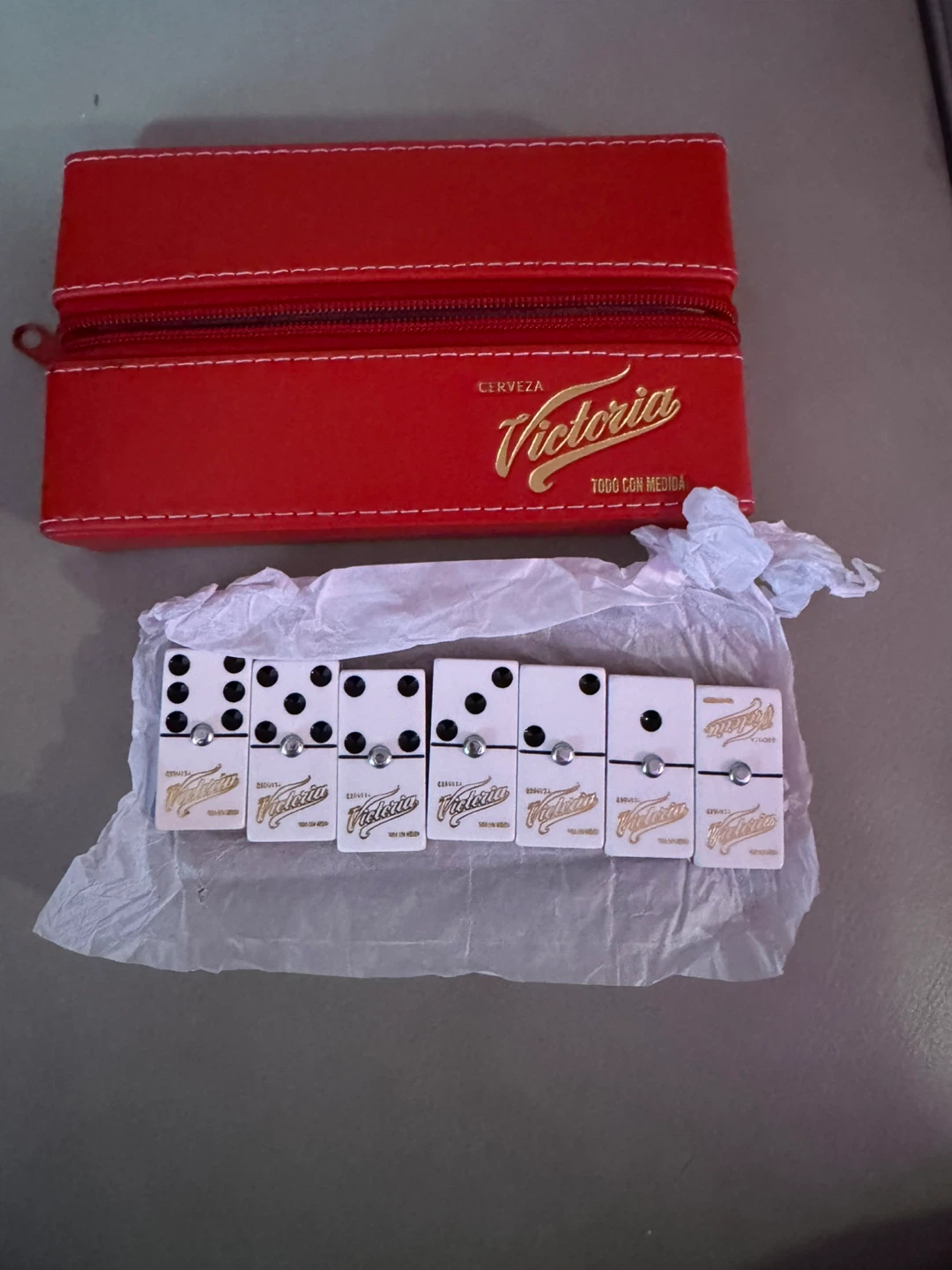 Victoria Cerveza Dominoes Set with Case