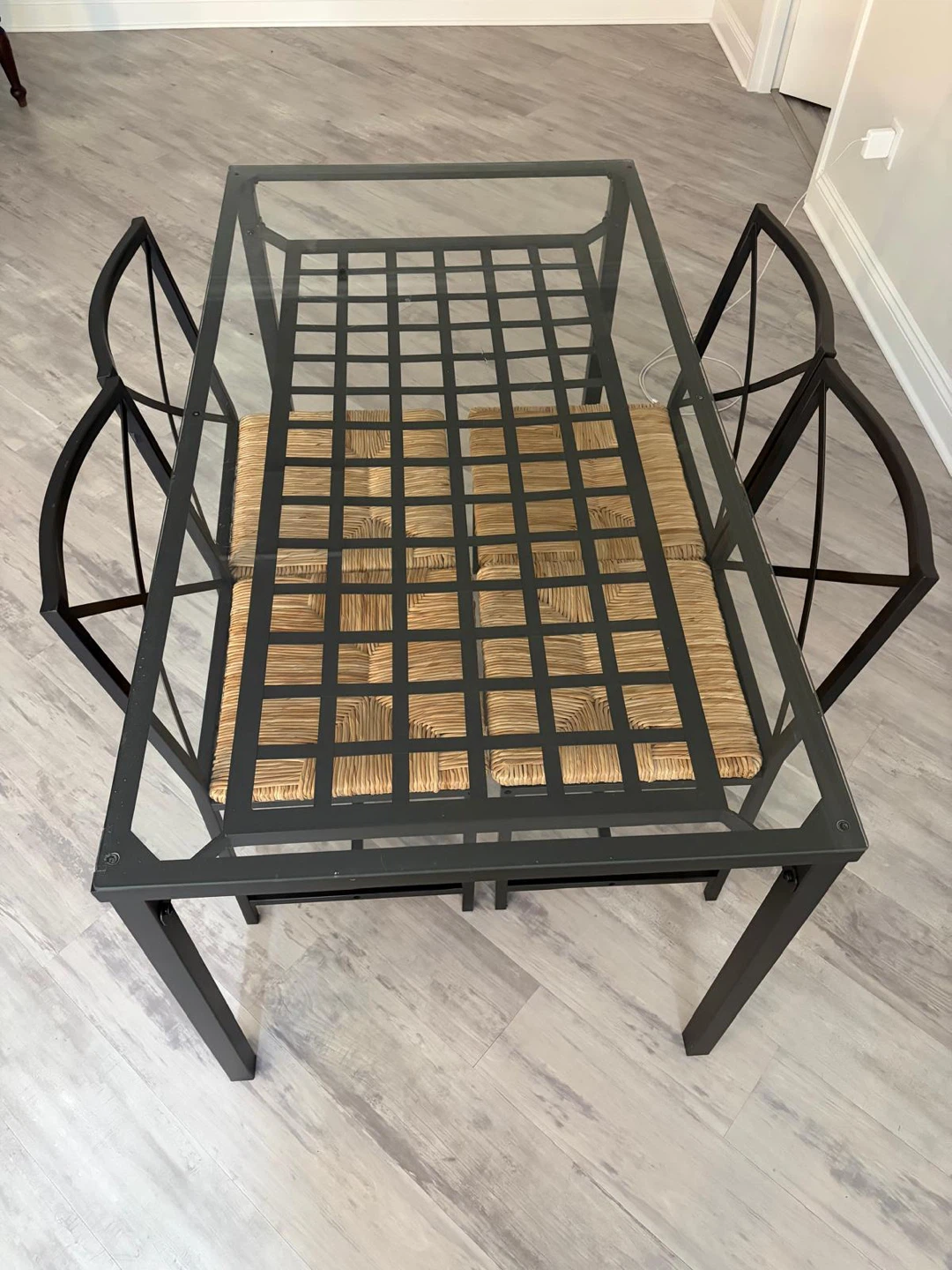 Glass Top Dining Table with Metal Frame - photo 2