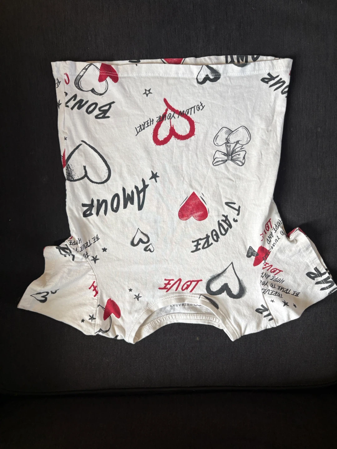Primark T-Shirt White Hearts & Love Print