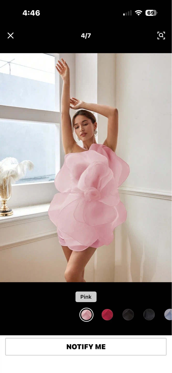 Pink One-Shoulder Floral Dress $20