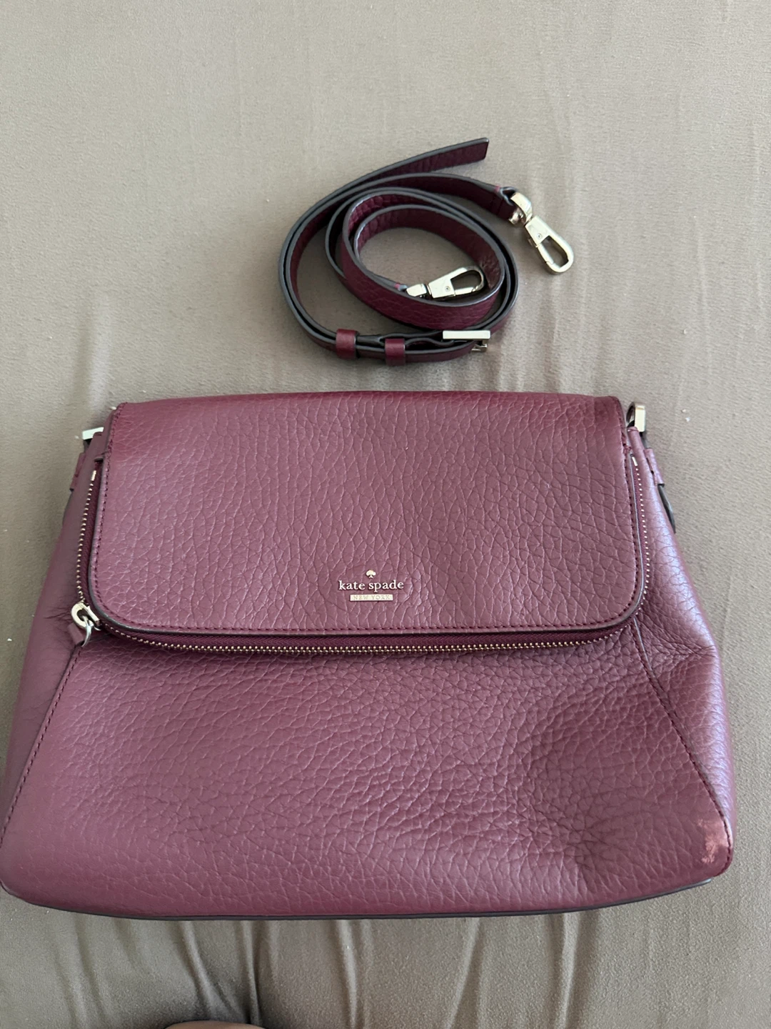 Kate Spade Leather Crossbody Bag - Burgundy