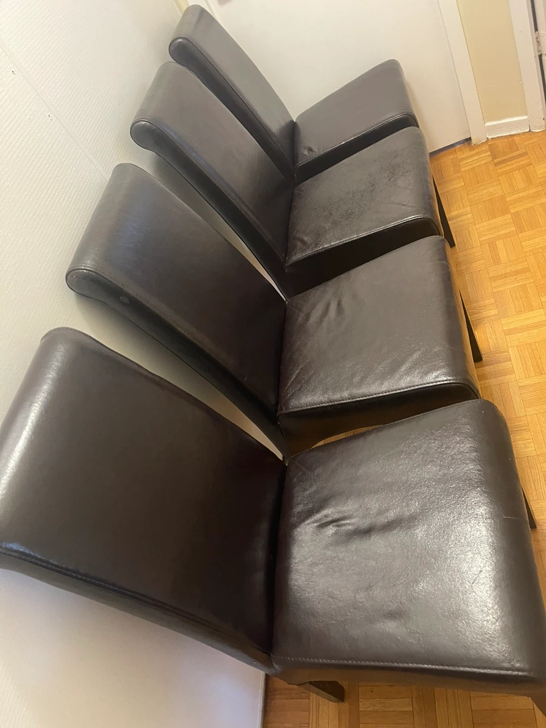 Set of 4 Dark Brown Faux Leather Dining Chairs - photo 3