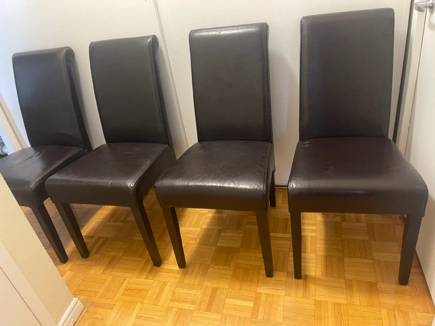 Set of 4 Dark Brown Faux Leather Dining Chairs - photo 4