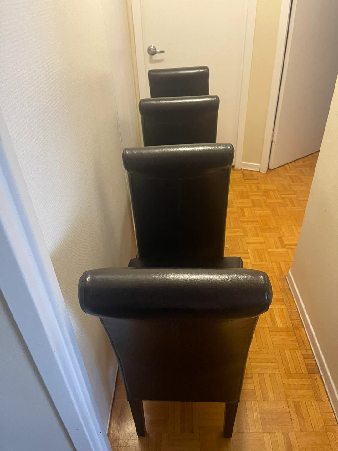 Set of 4 Dark Brown Faux Leather Dining Chairs - photo 2