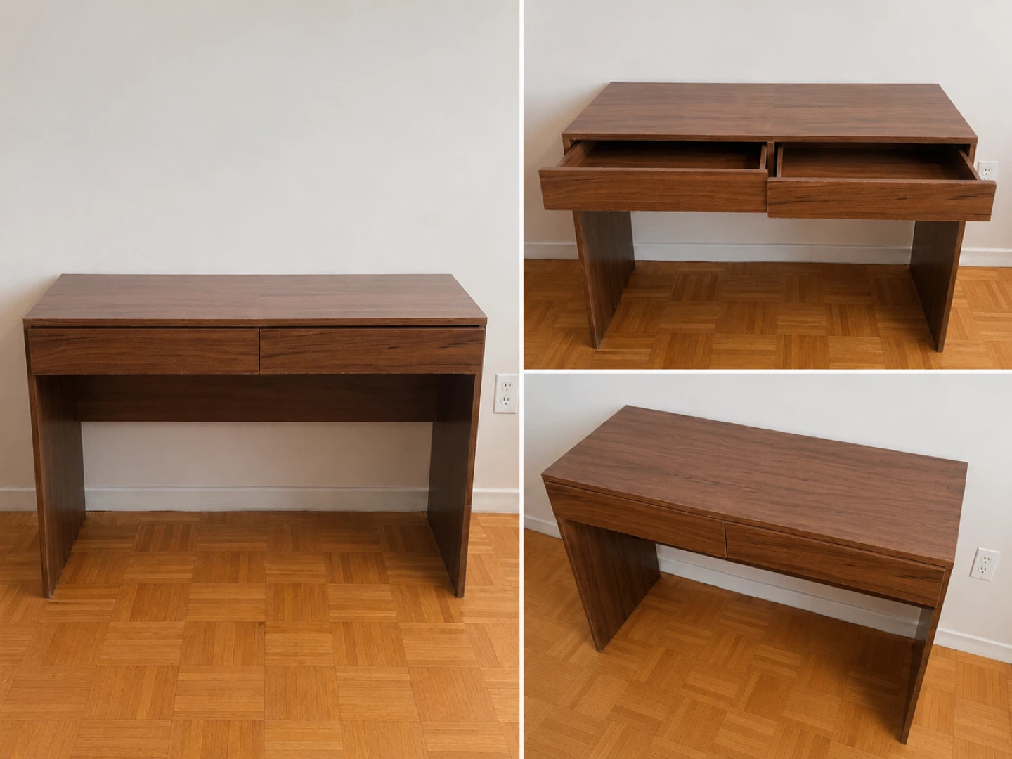 Modern Wood Desk with Two Drawers