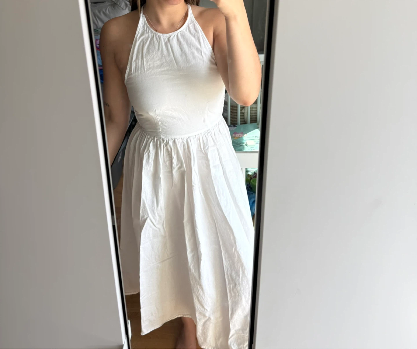 White Halter Neck Dress
