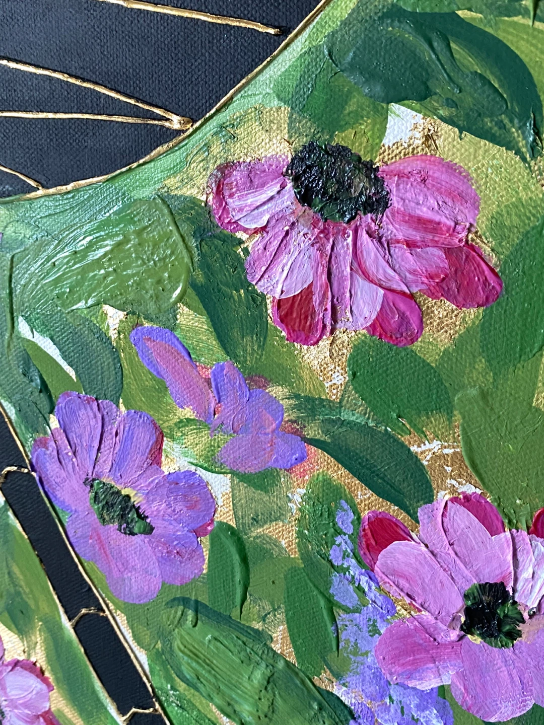 Today only! Large Original Dragonfly Flower Painting - photo 4