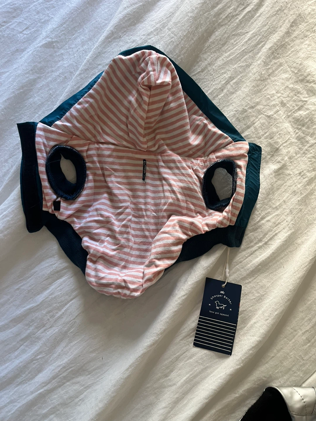 The Sharper Barker Dog Coat - Teal & Pink Stripe - photo 2
