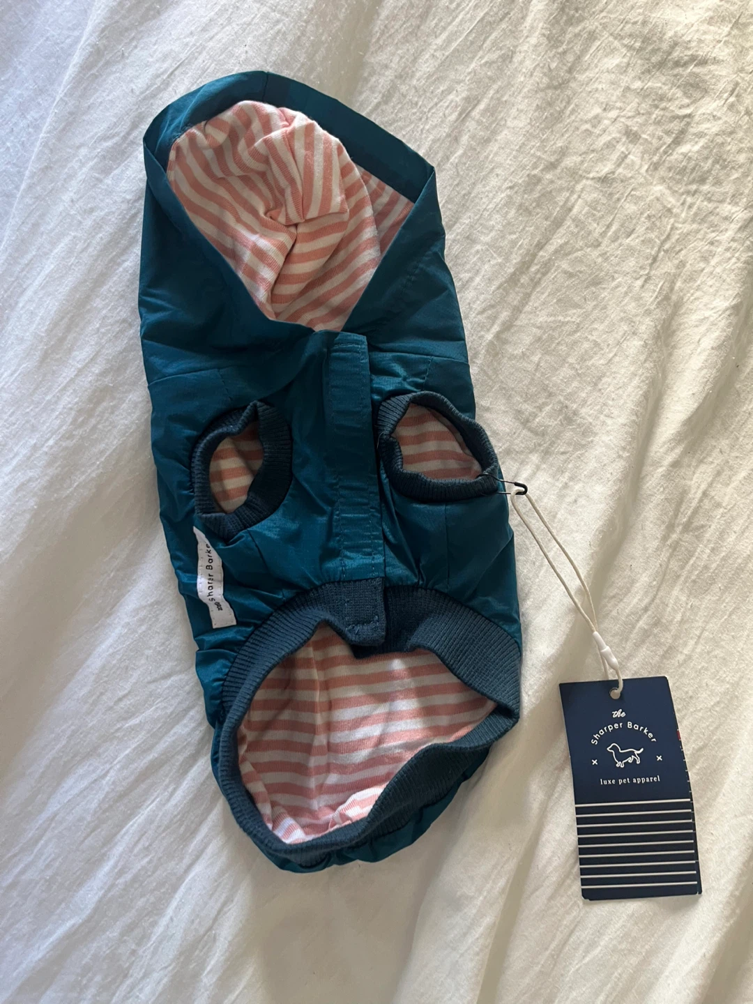 The Sharper Barker Dog Coat - Teal & Pink Stripe - photo 3