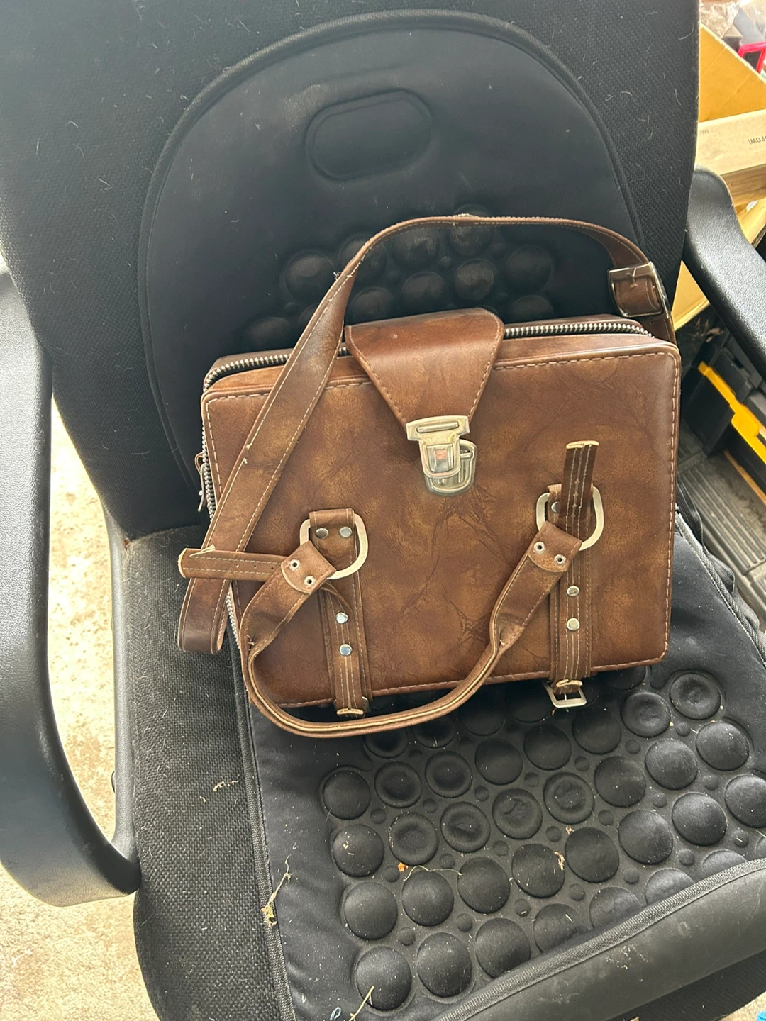 Brown Leatherette Briefcase Style Case with Insert