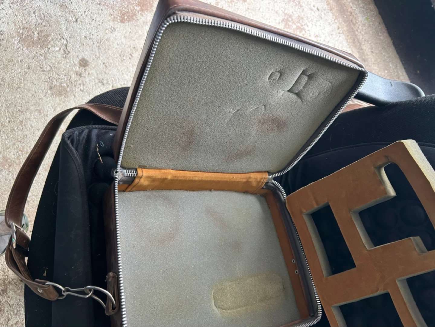 Brown Leatherette Briefcase Style Case with Insert - photo 5