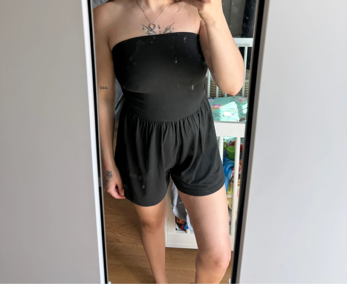 Black Strapless Romper