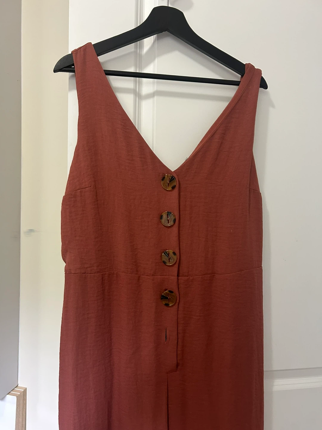 Rust-coloured Jumpsuit with Buttons - photo 3