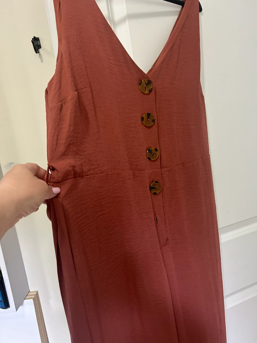 Rust-coloured Jumpsuit with Buttons - photo 2