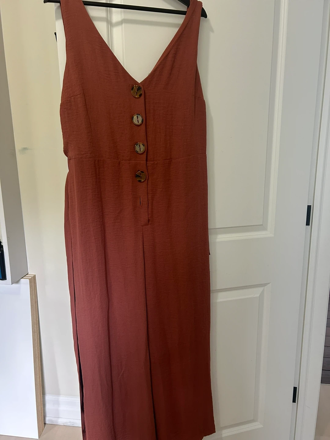 Rust-coloured Jumpsuit with Buttons - photo 4
