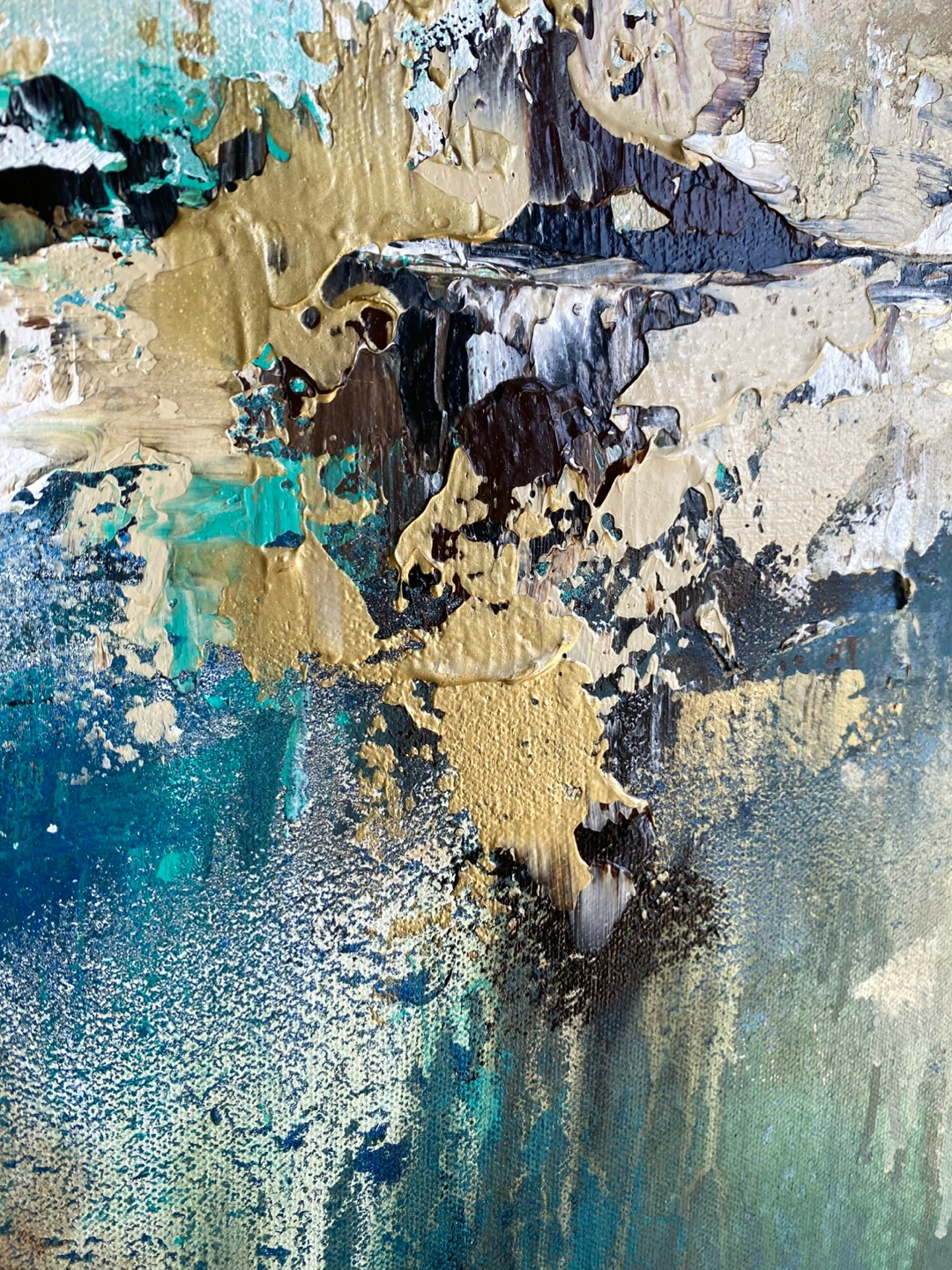 Large original abstract painting blues greens - photo 5
