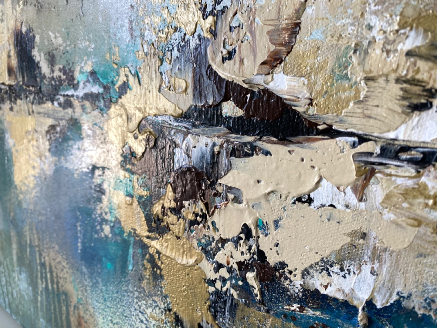 Large original abstract painting blues greens - photo 4