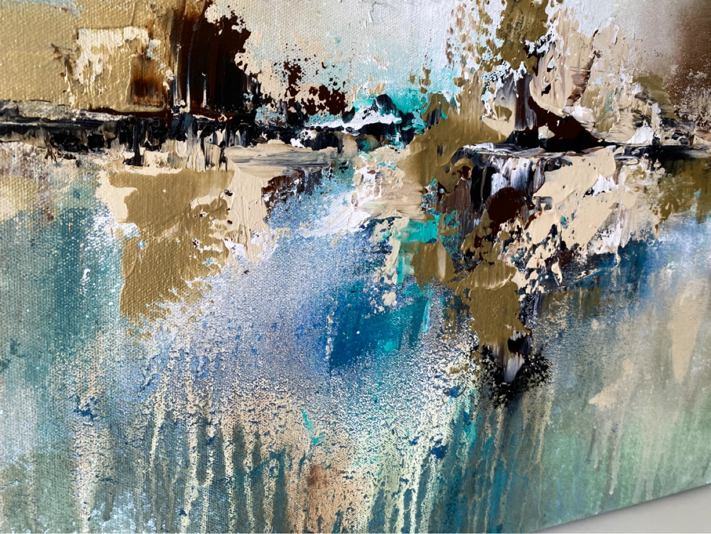 Large original abstract painting blues greens - photo 2