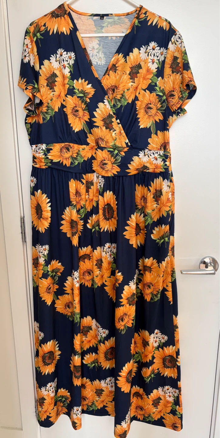 3XL Women's Maxi Dress with Pockets Cotton stretch