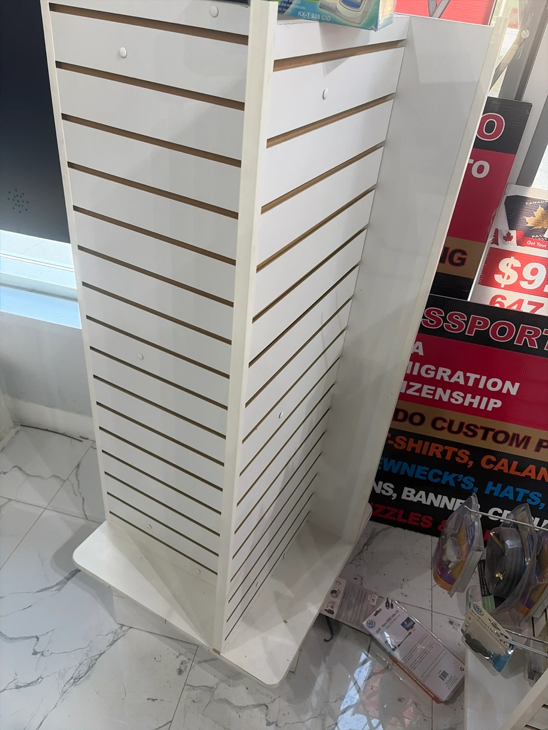 Rotating White Slatwall Display Stand - photo 2