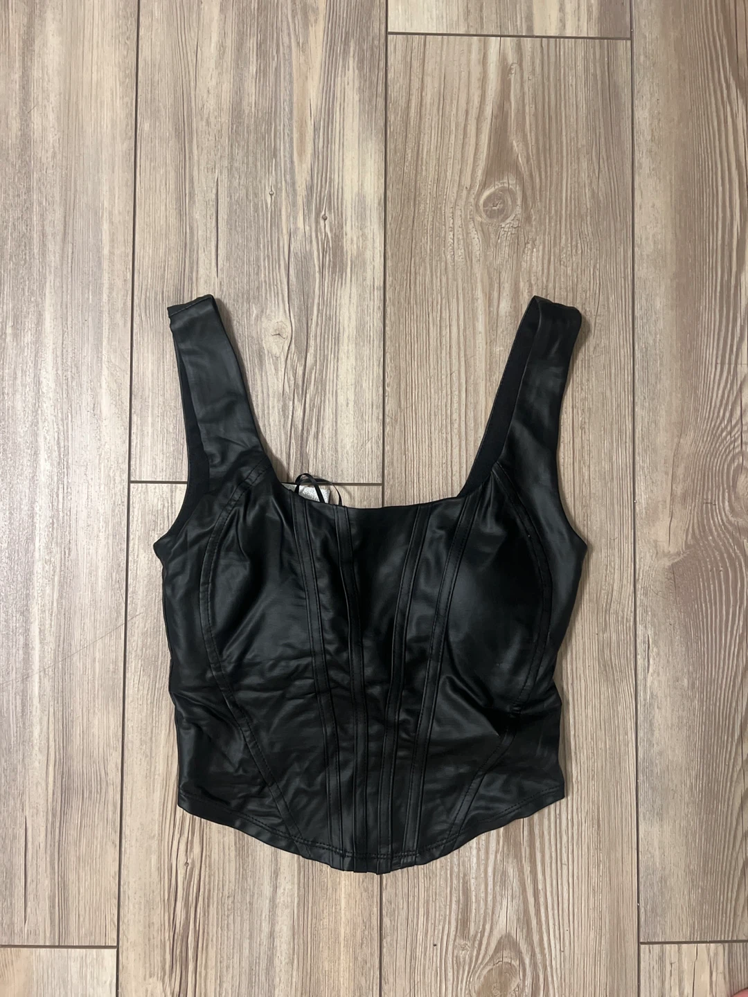 Forever 21 Black Faux Leather Corset Top
