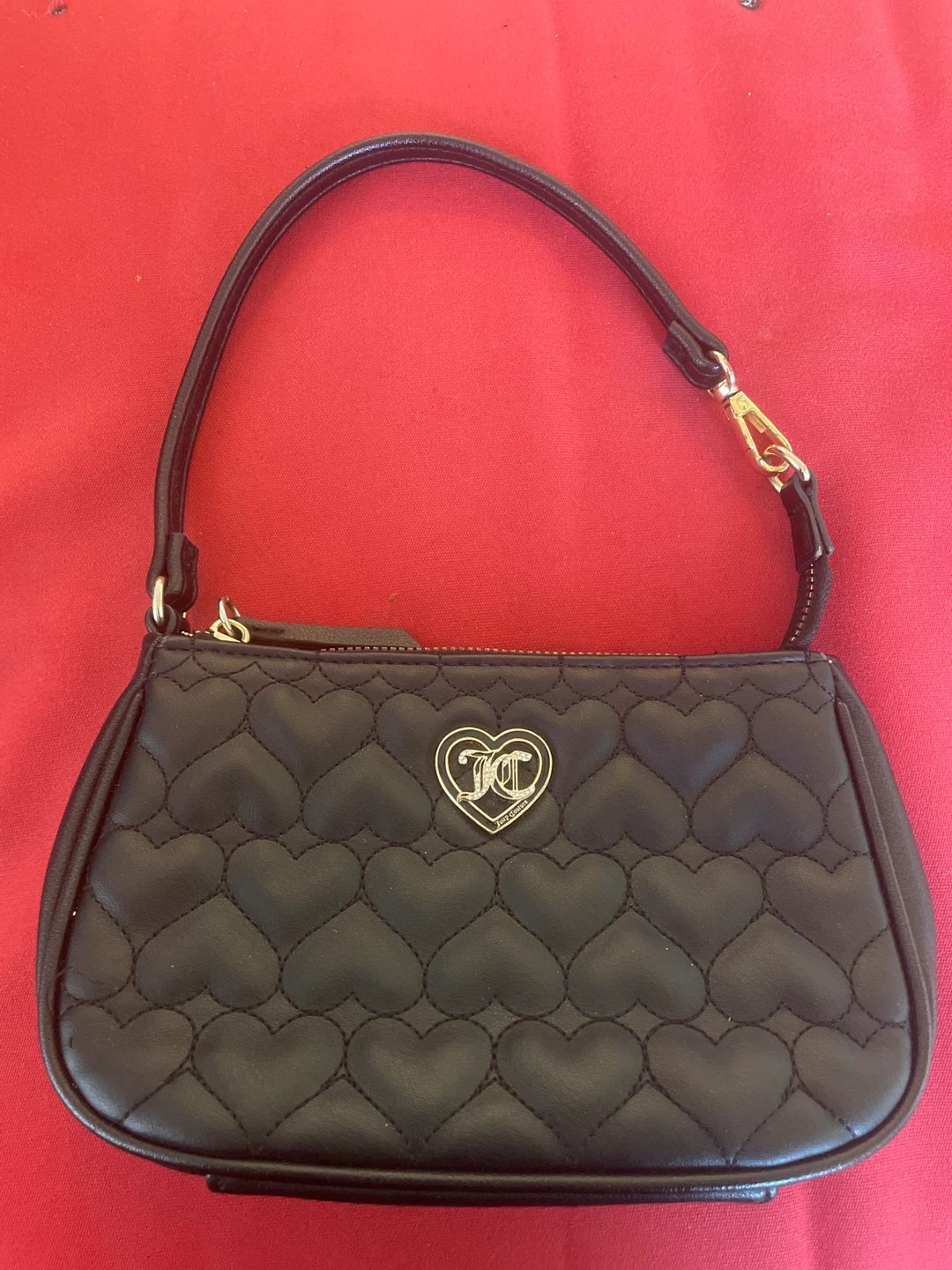 Juicy Couture Black Heart Quilted Wristlet  Bag