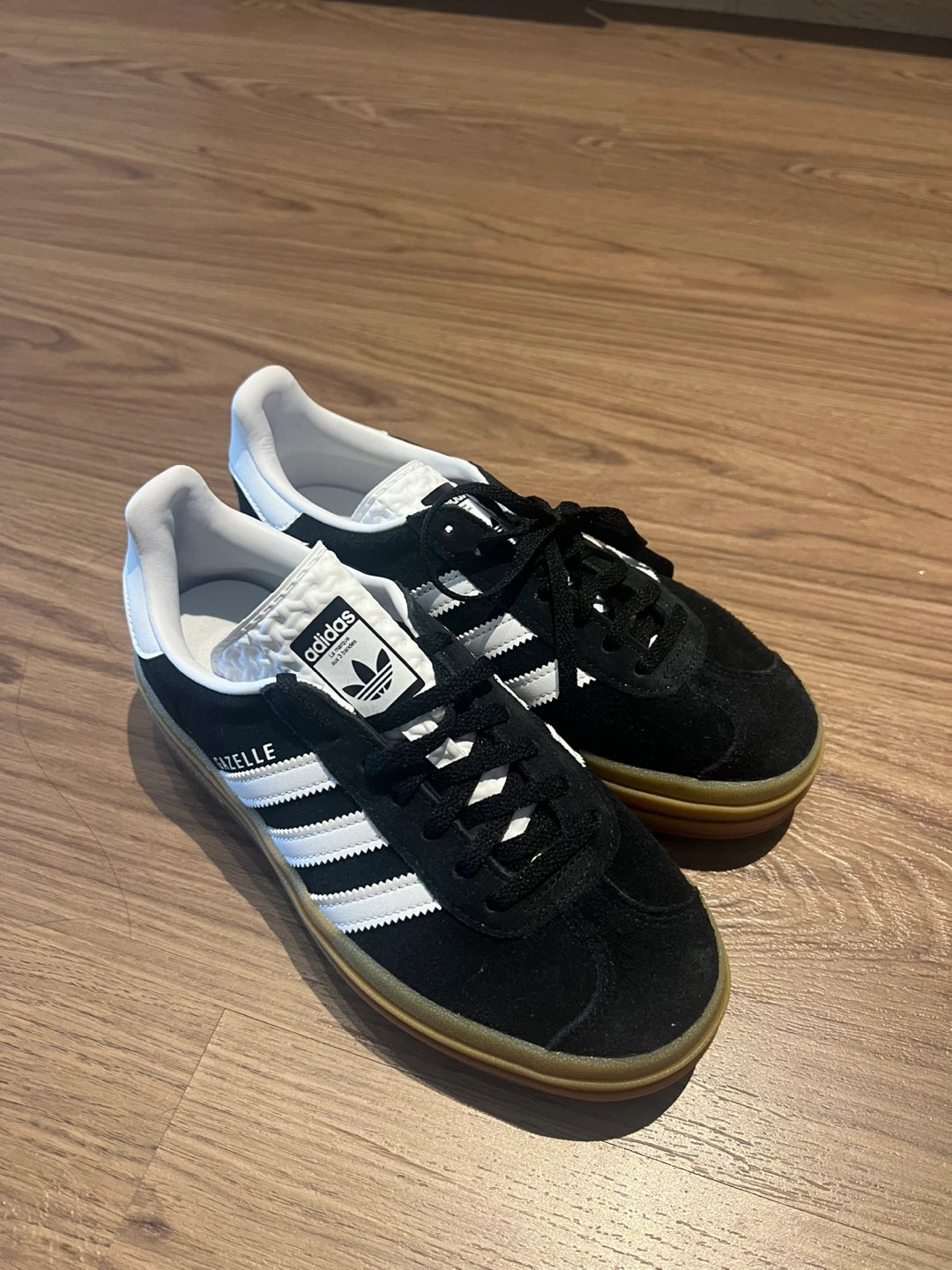 Adidas Gazelle Black White Gum Sole Sneakers