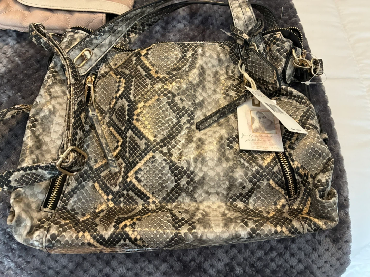 Jessica Simpson Snakeskin Print Shoulder Bag