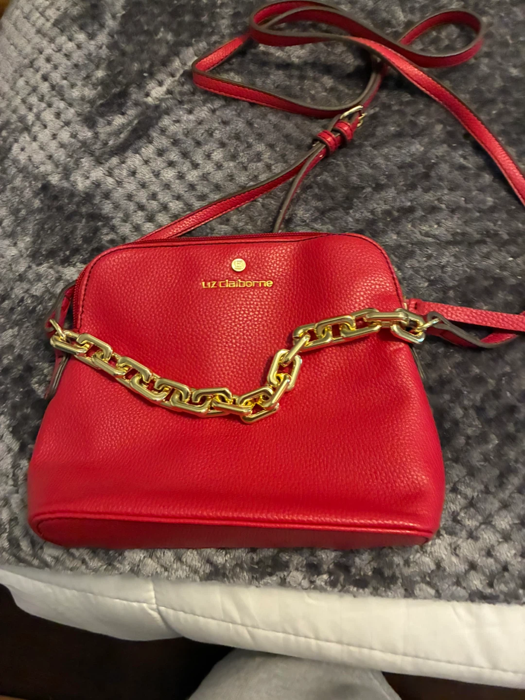 Liz Claiborne Red Crossbody Bag with Gold Chain