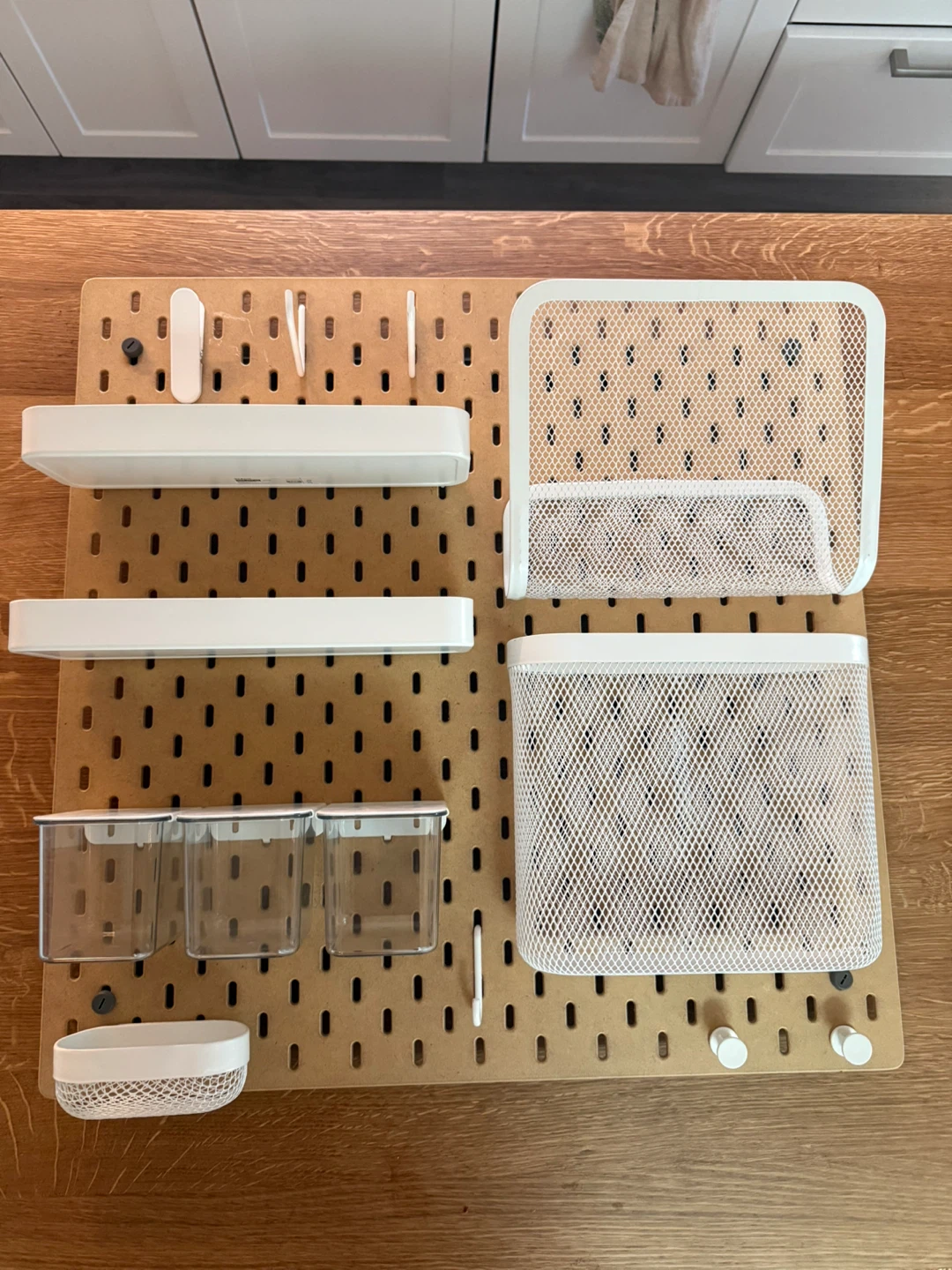 White Pegboard Organizer with Baskets and Shelves - photo 2