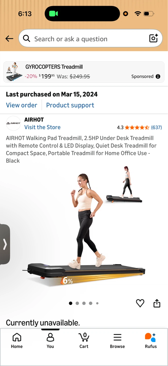 AIRHOT Walking Pad Treadmill - Black
