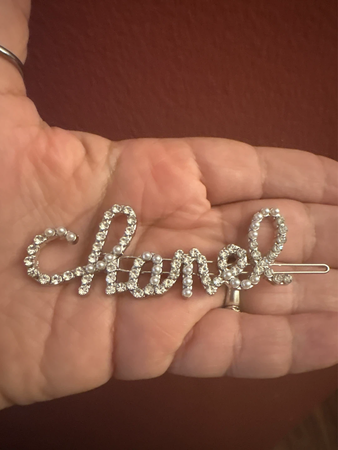 New Silver Chanel Pearl and crystal " Hair Clip - photo 5