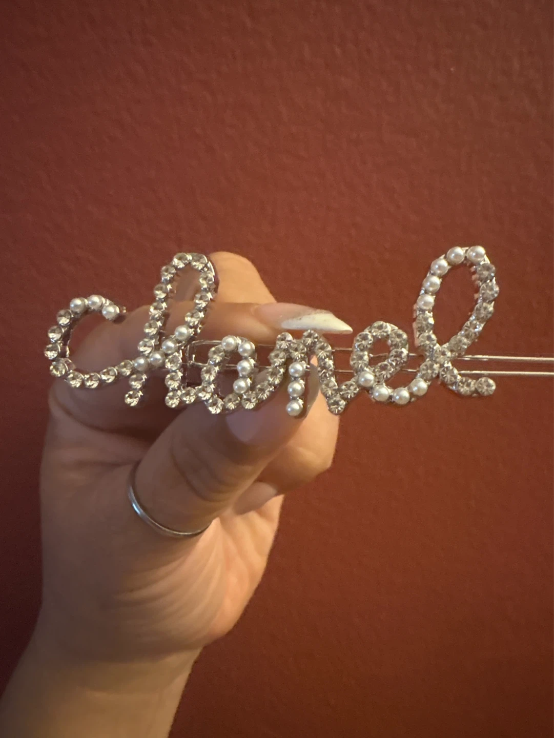 New Silver Chanel Pearl and crystal " Hair Clip - photo 3