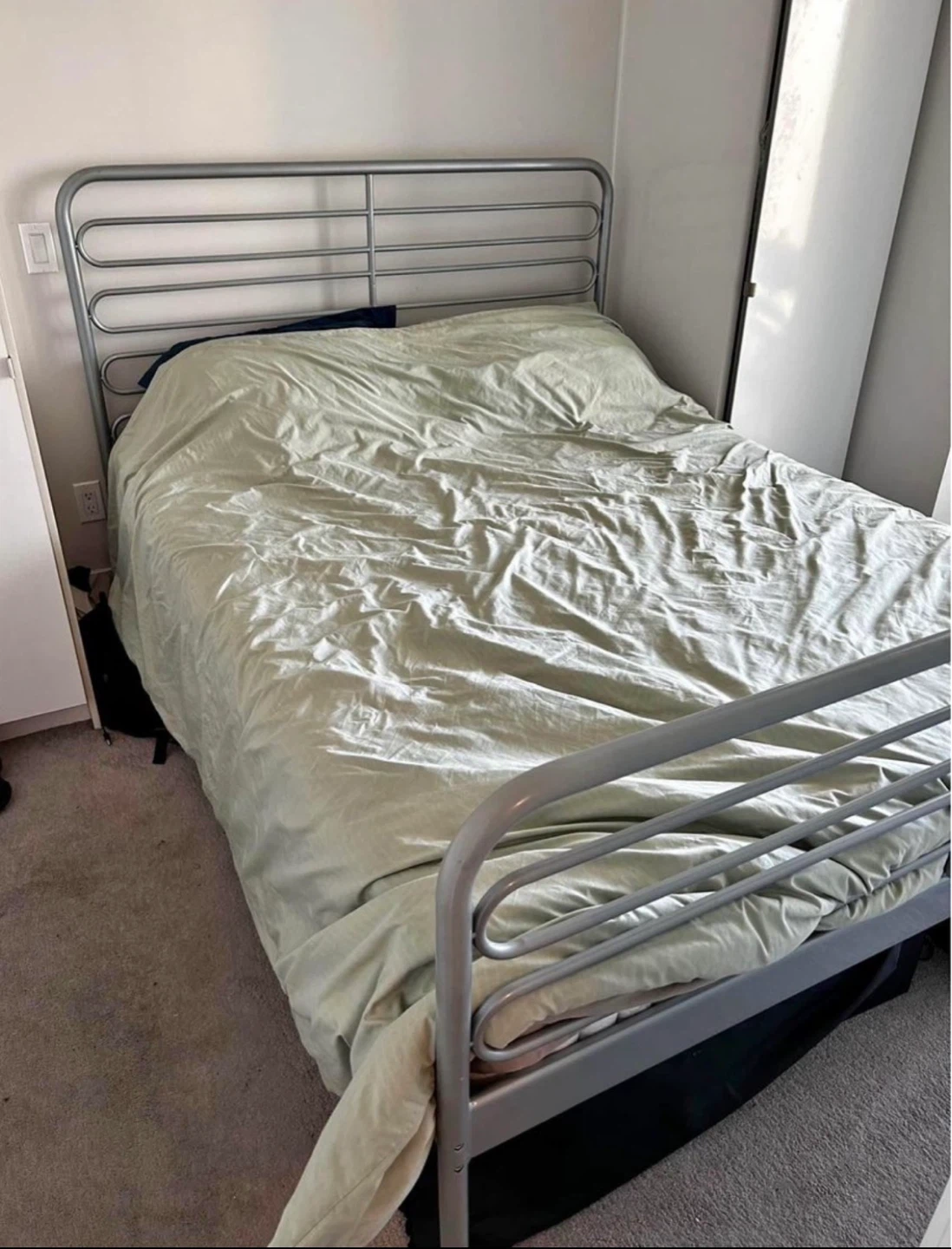 Metal Queen Bed Frame with Headboard and 3 under bed storage