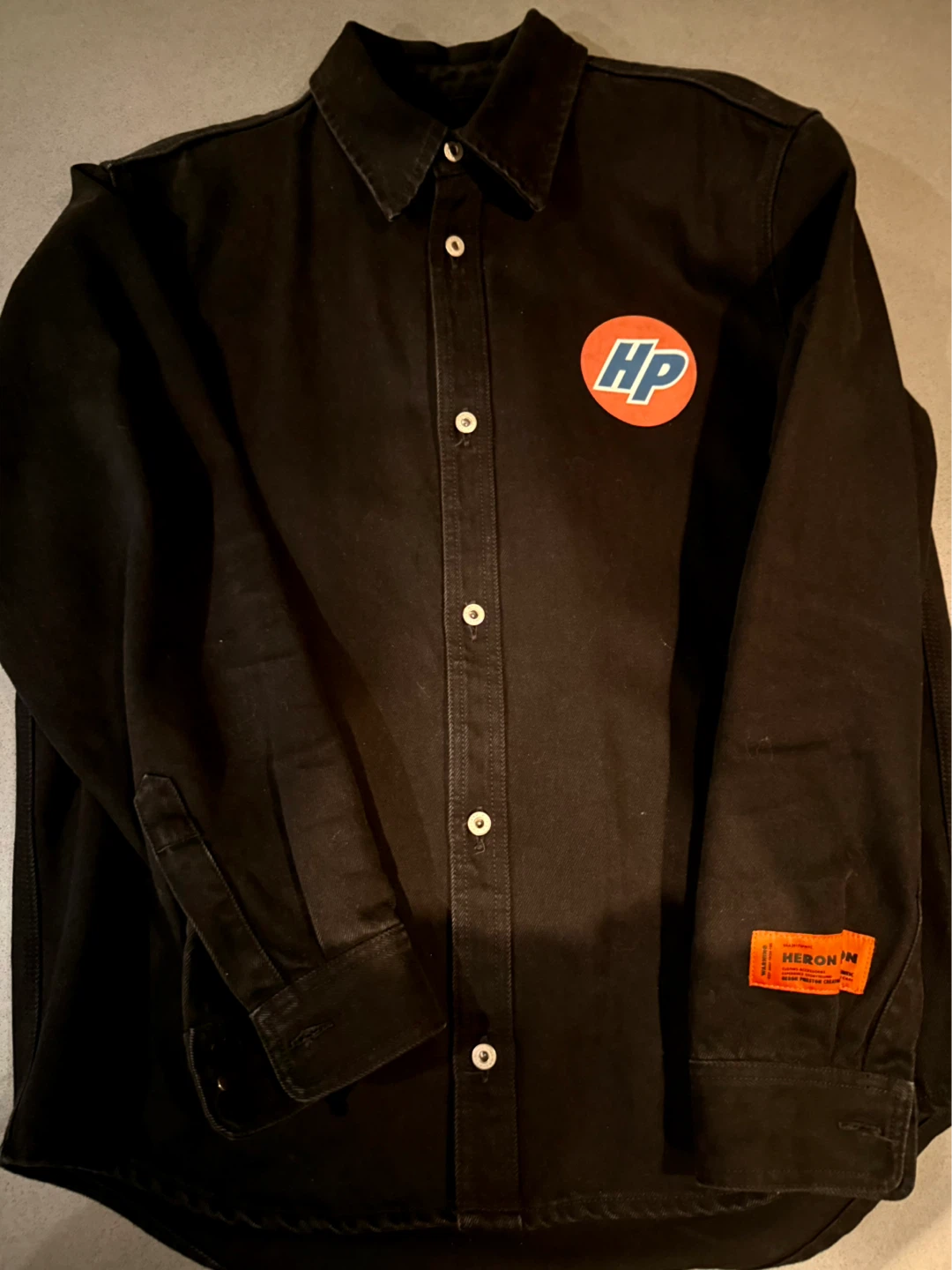 $135 Heron Preston Size Medium Black Denim Shirt WORN ONCE - photo 3