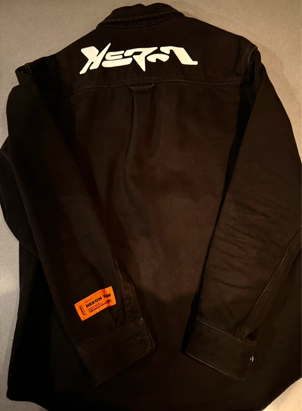 $135 Heron Preston Size Medium Black Denim Shirt WORN ONCE
